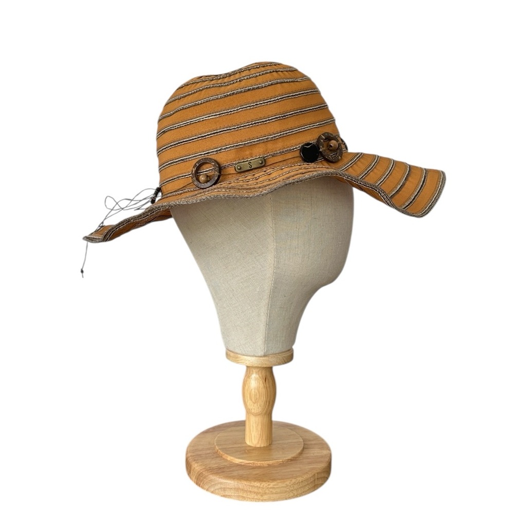 San Diego Hat Company Wide-Brim Ribbon Sun Hat Packable Orange & Brown One Size - Picture 2 of 7